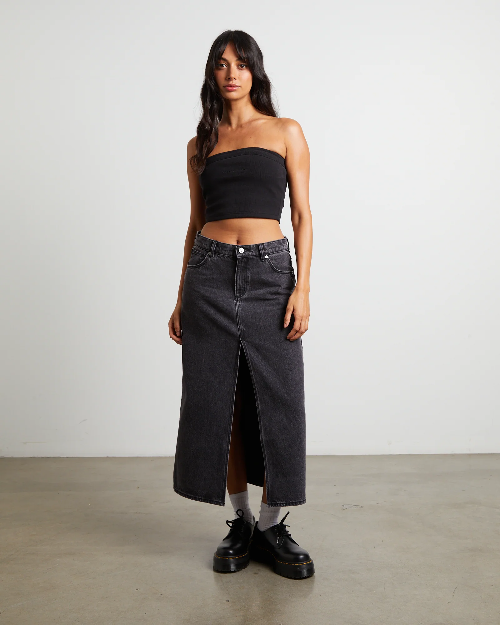 99 Low Denim Maxi Skirt in Chloe