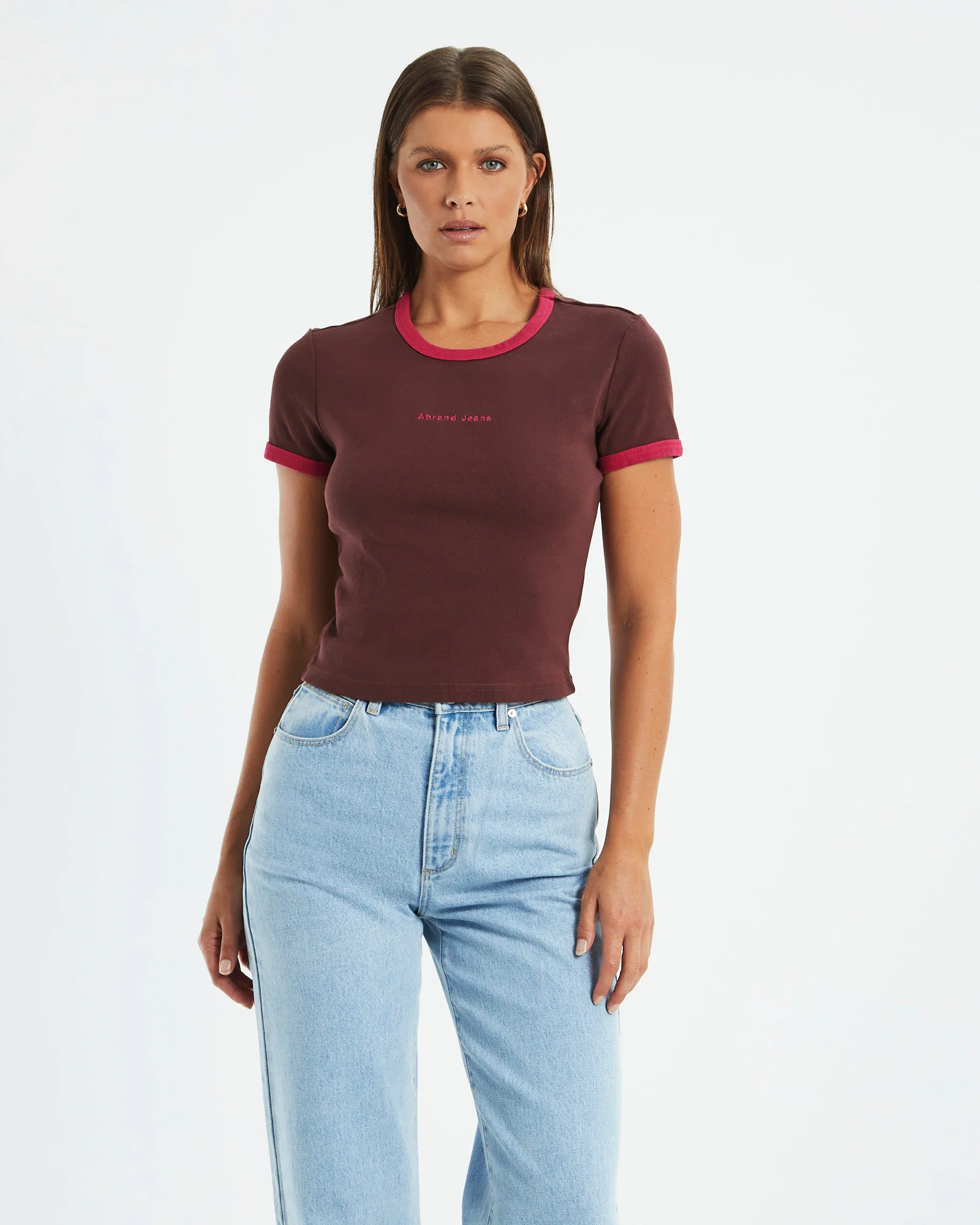 A 90's Ringer Tee Coffee Magenta