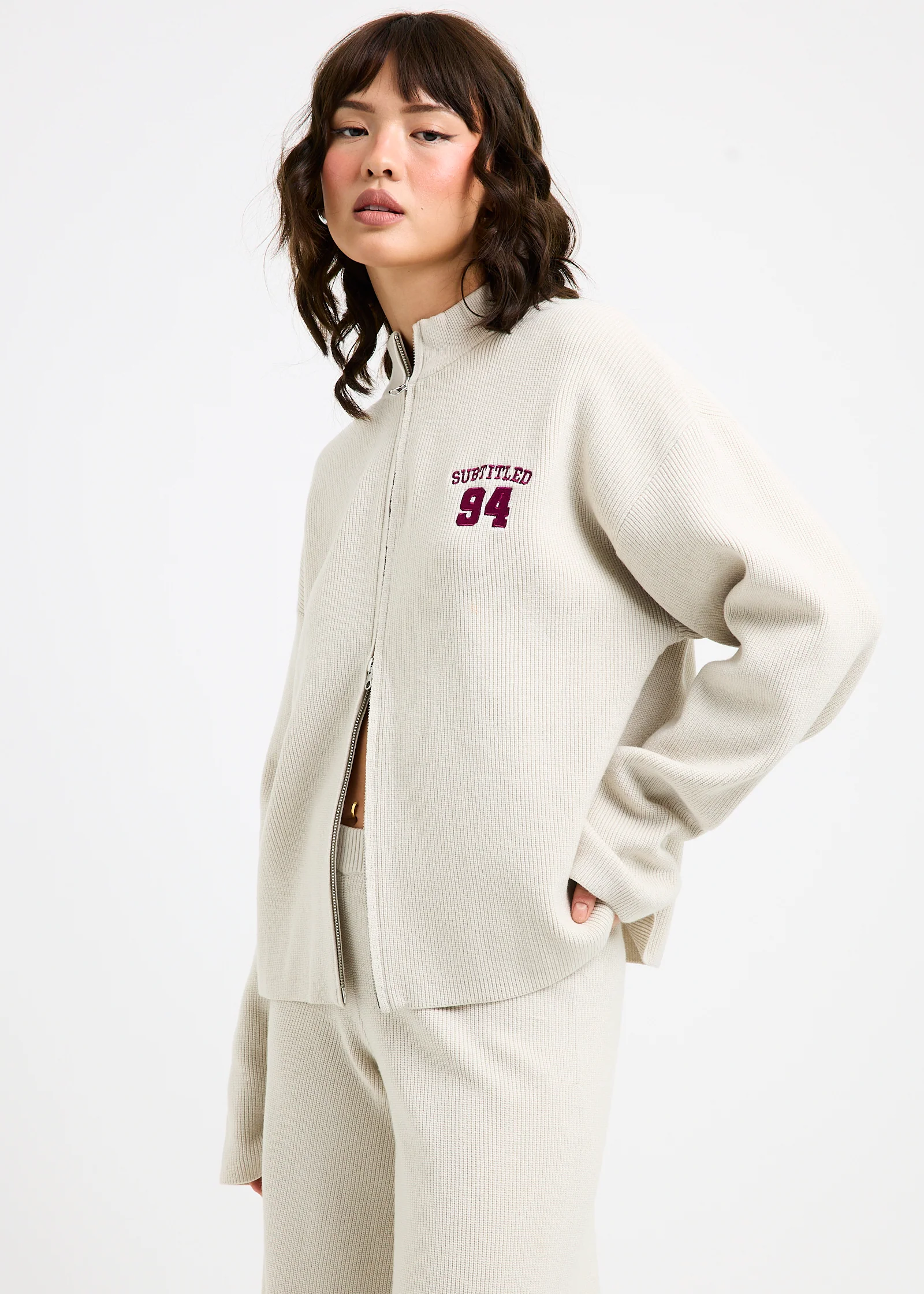 Agnes Rib Double Zip Through Jacket - Image 3
