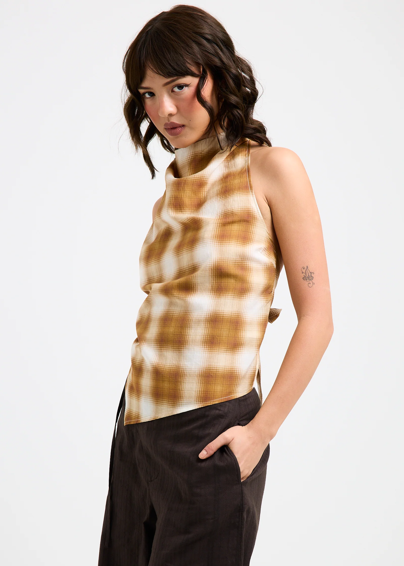 Alyssa Plaid Halter Top - Image 4