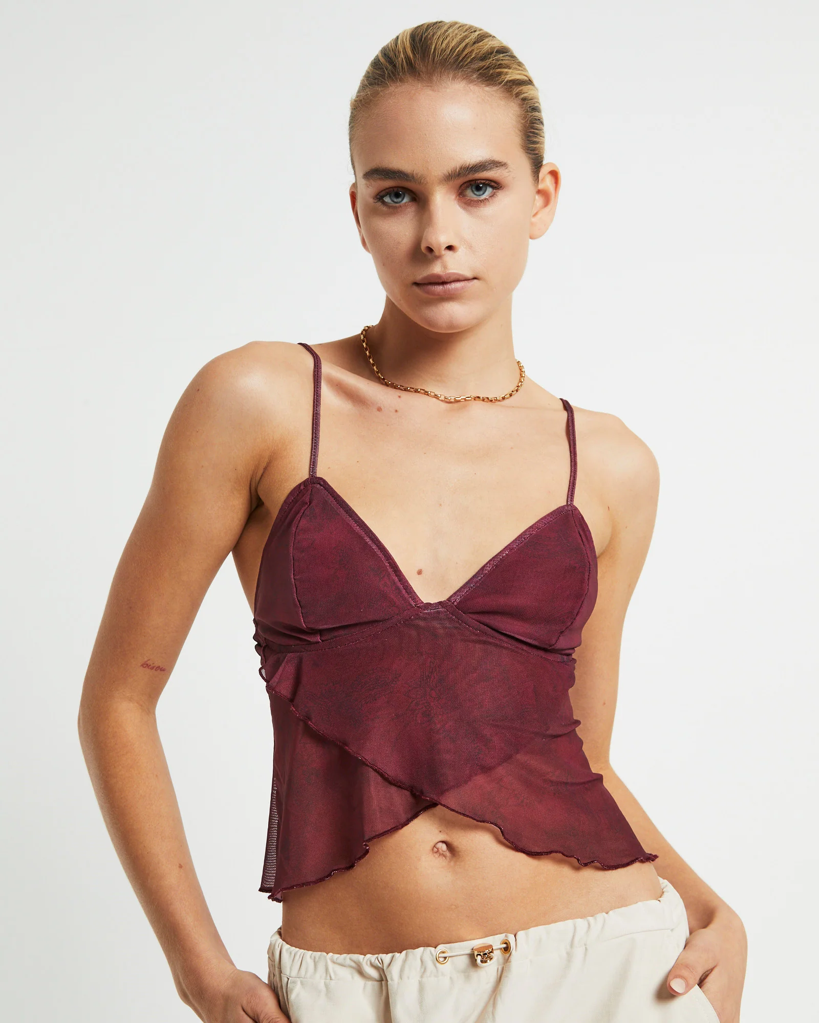 Cojira Mesh Top Tonal Paisley Burgundy