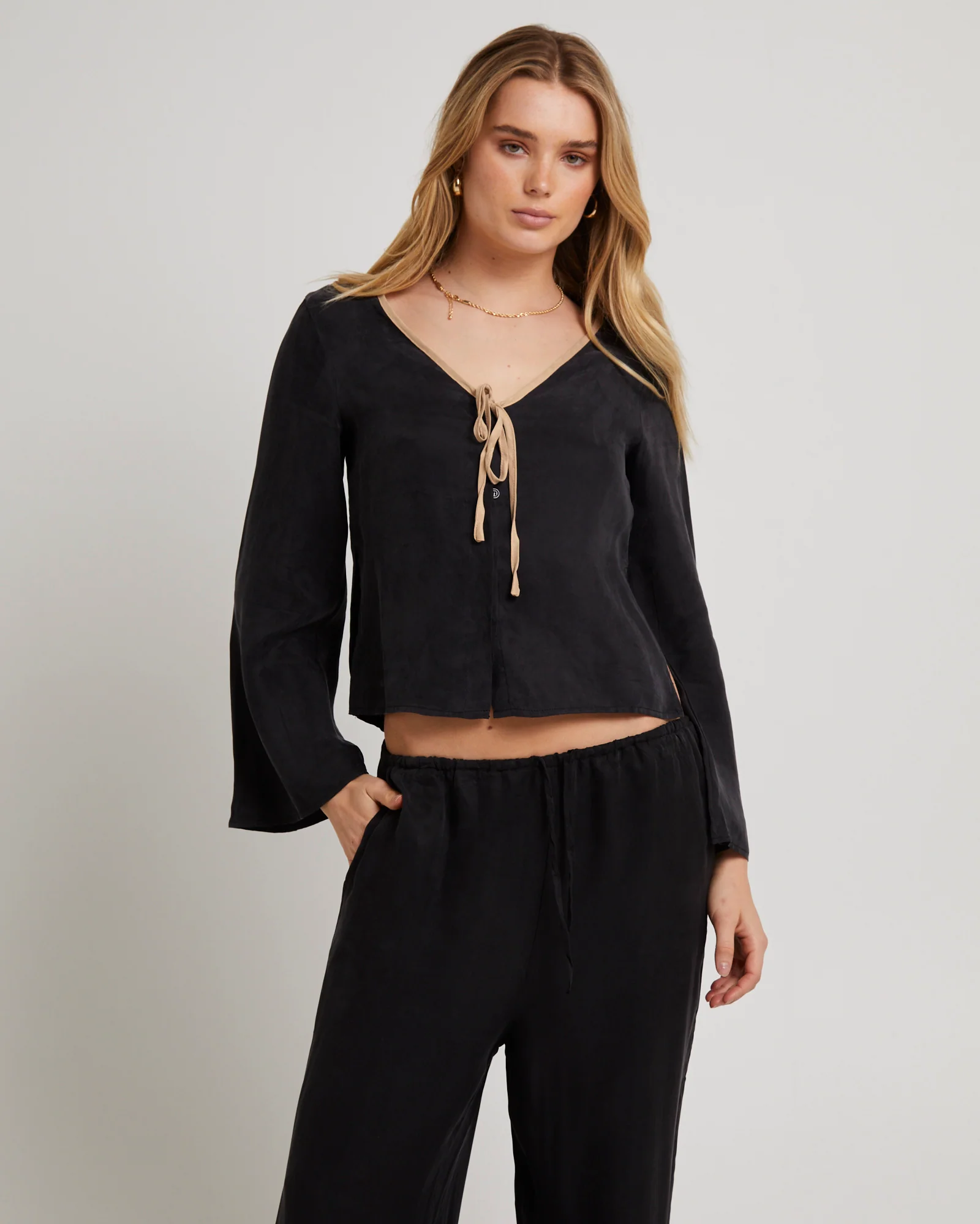 Contrast Tie Top