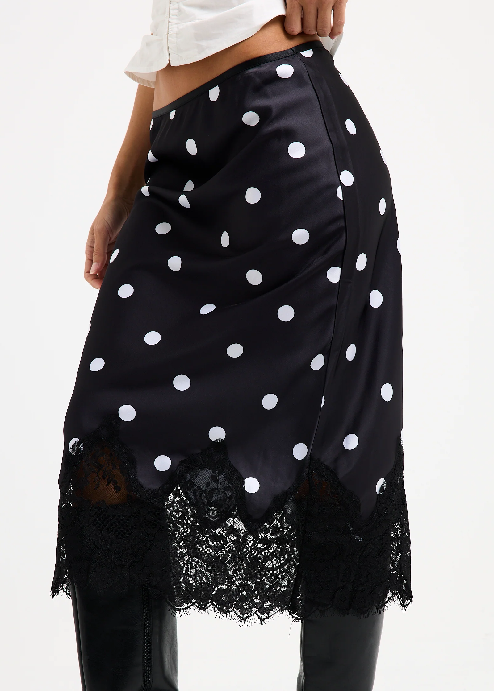 Diana Spot Lace Trim Skirt - Image 2