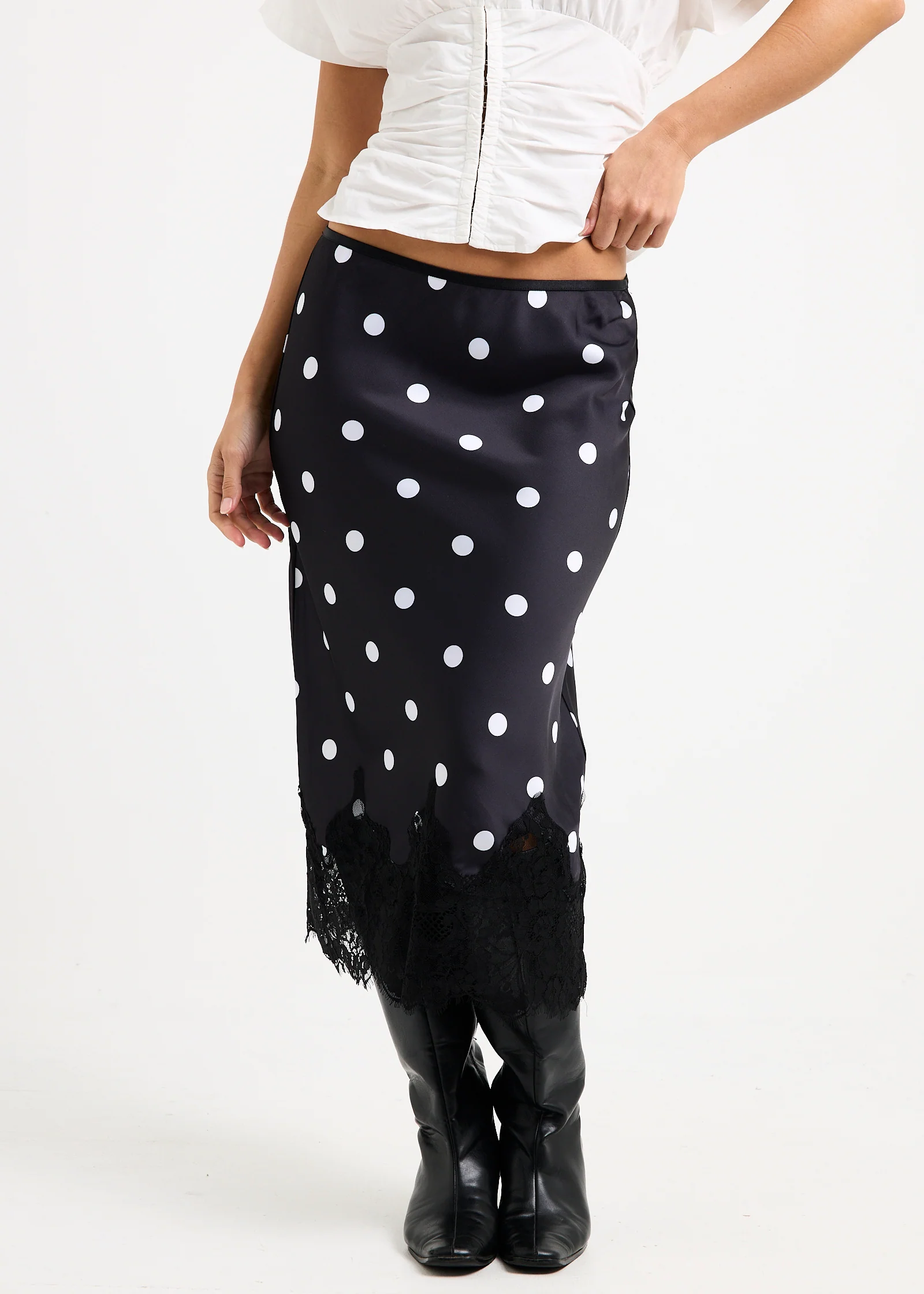 Diana Spot Lace Trim Skirt - Image 3