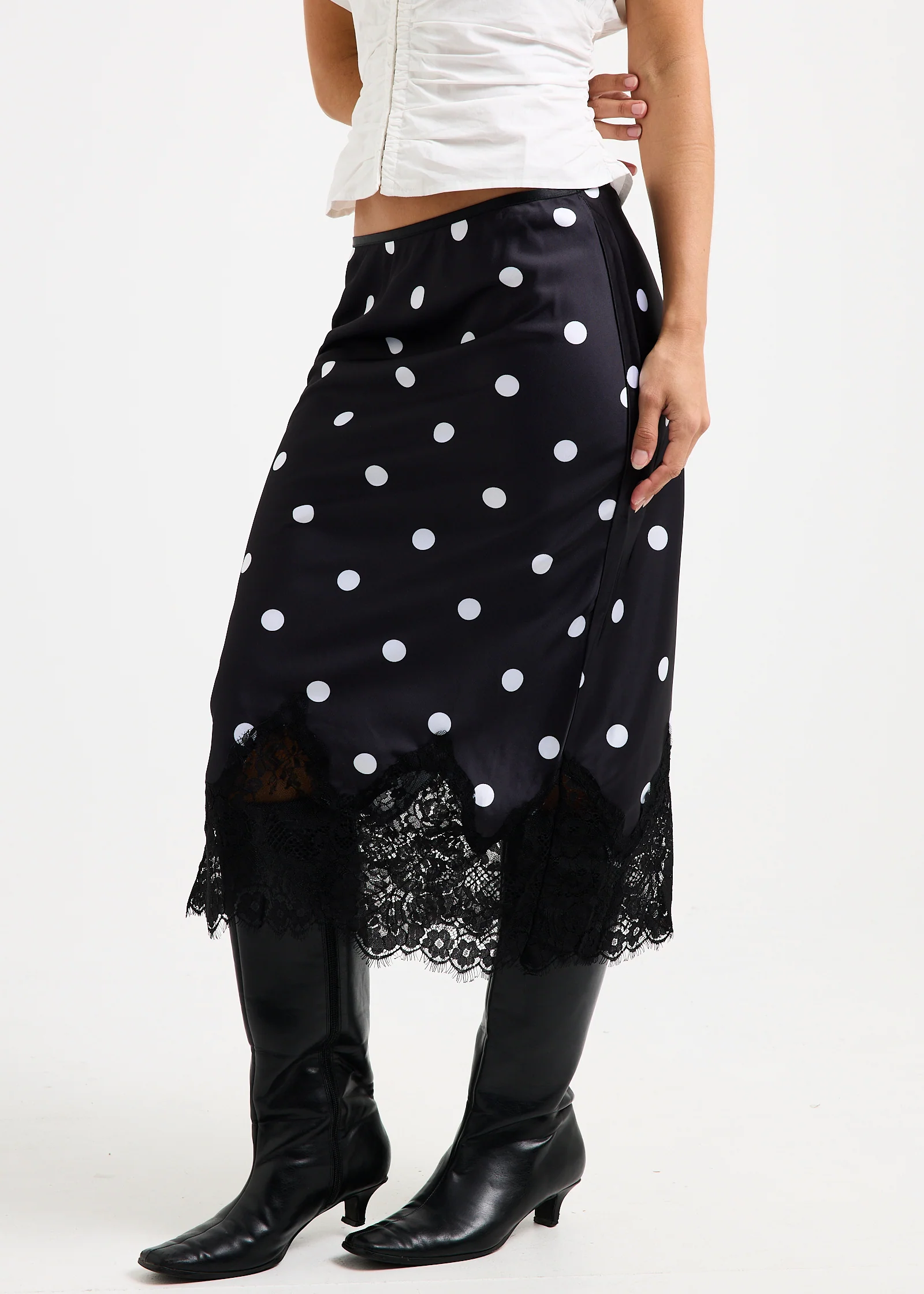 Diana Spot Lace Trim Skirt - Image 4