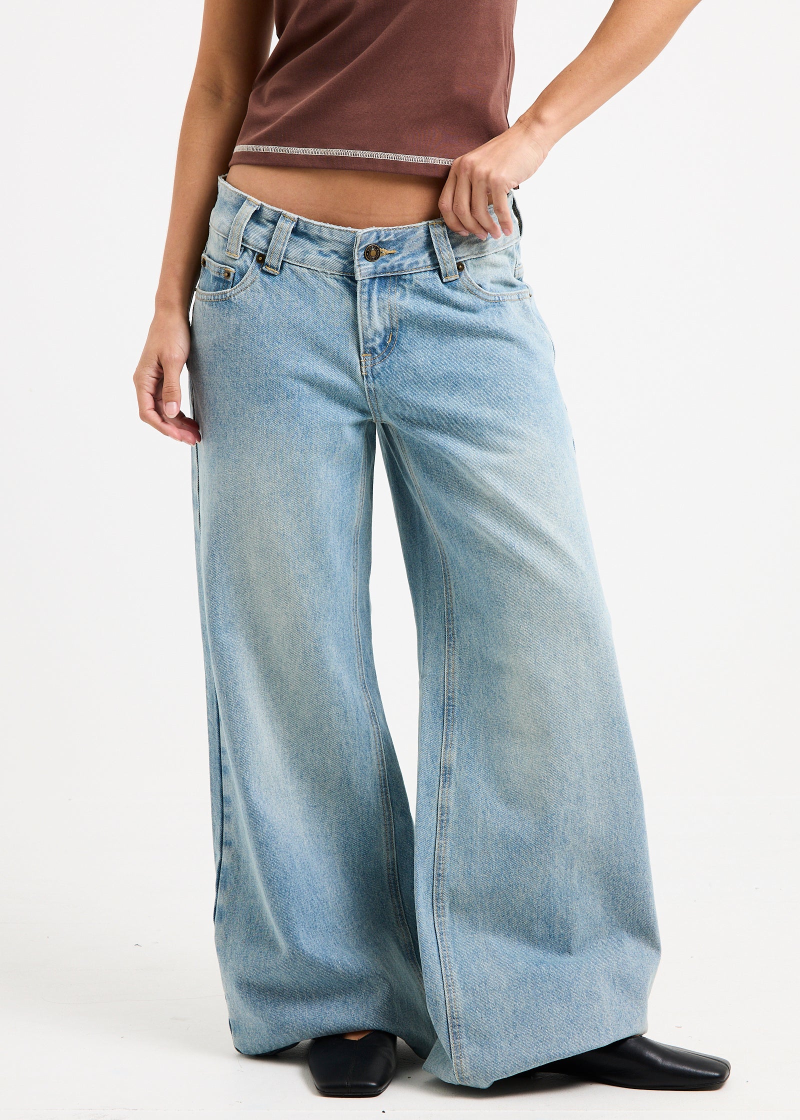 Elise Low Wide Denim Jeans - Image 2