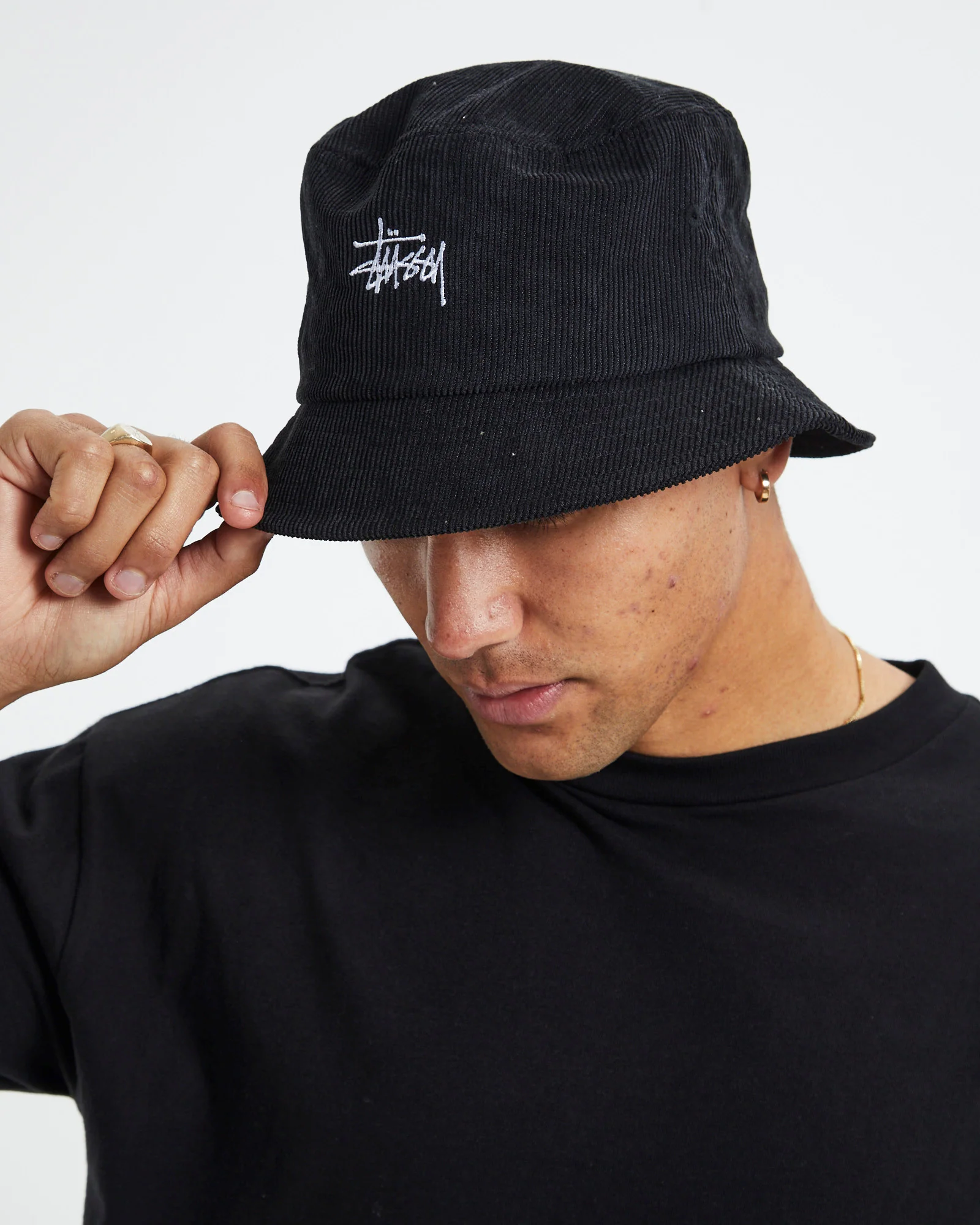 Graffiti Cord Bucket Hat Black