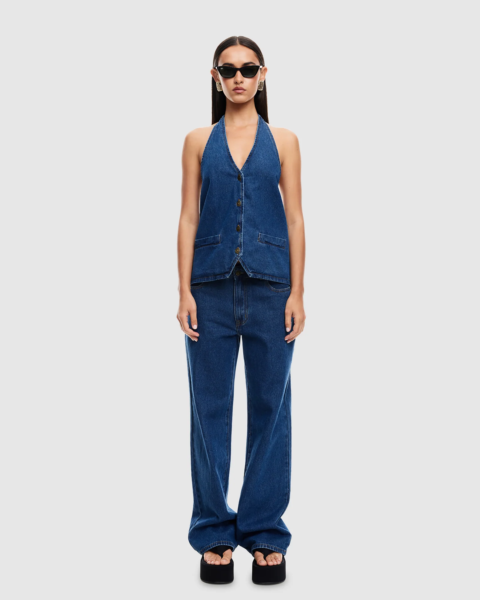 Hills Halter Denim Top