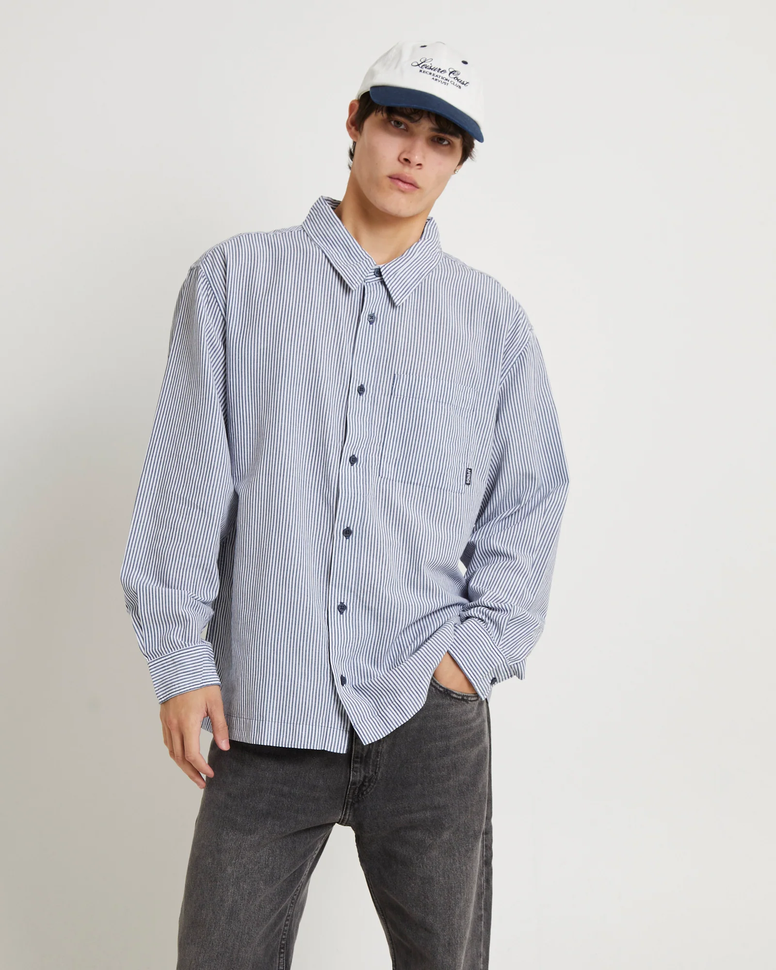 Intergalactic Recycled Long Sleeve Shirt Navy Stripe