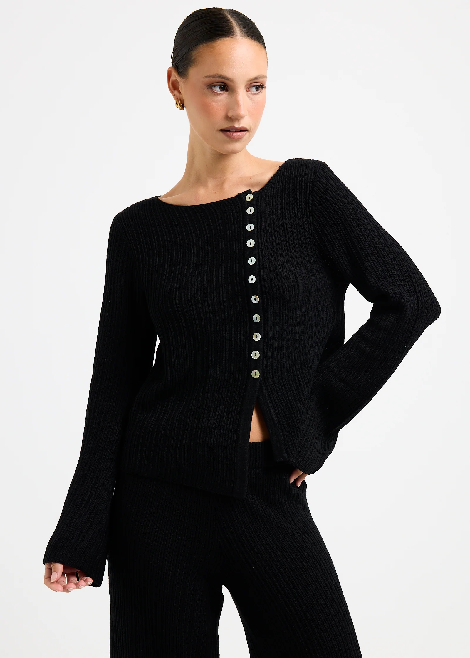 Ireland Off Shoulder Ribbed Long Sleeve Top