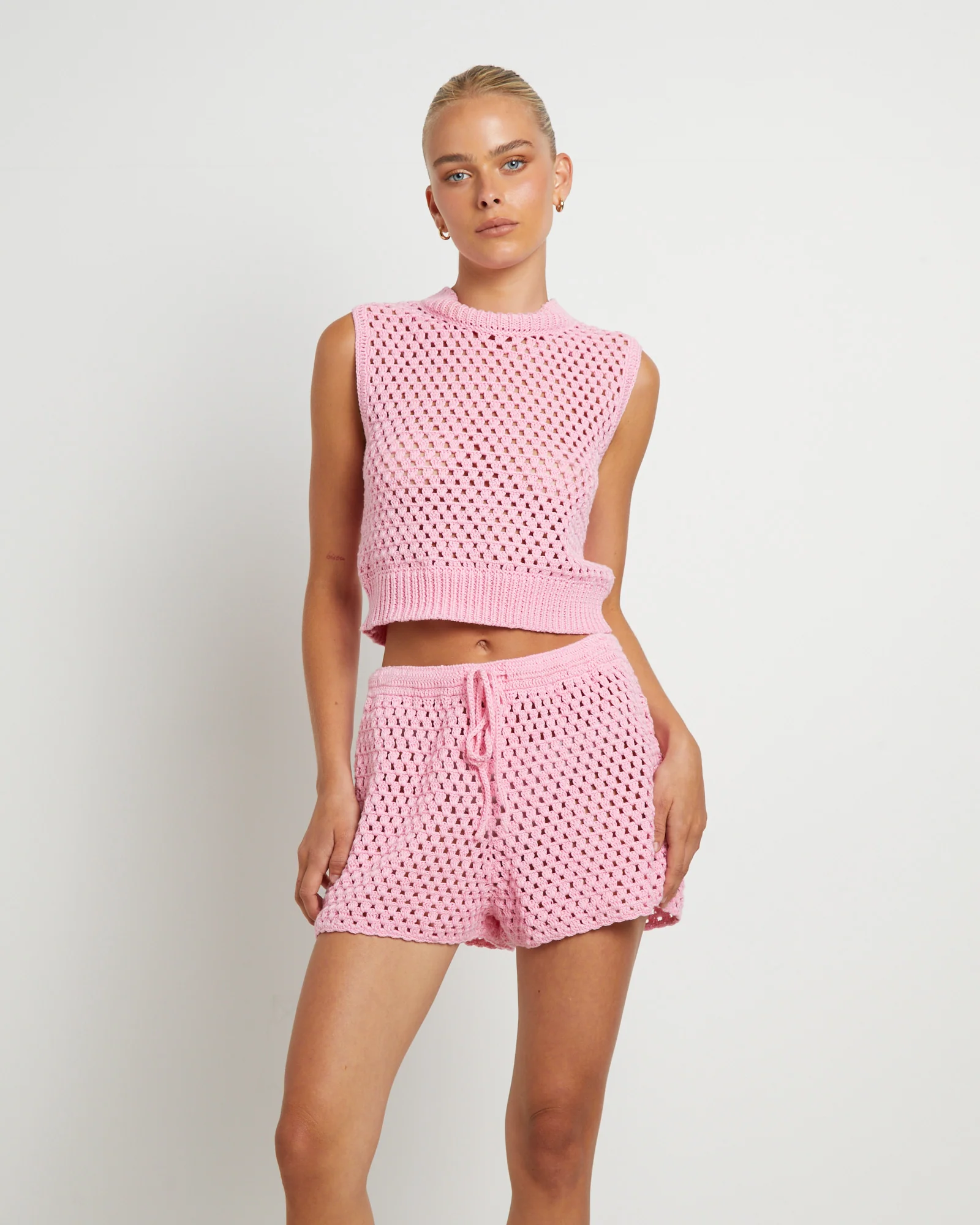 Isla Crochet Vest in Pink - Image 4