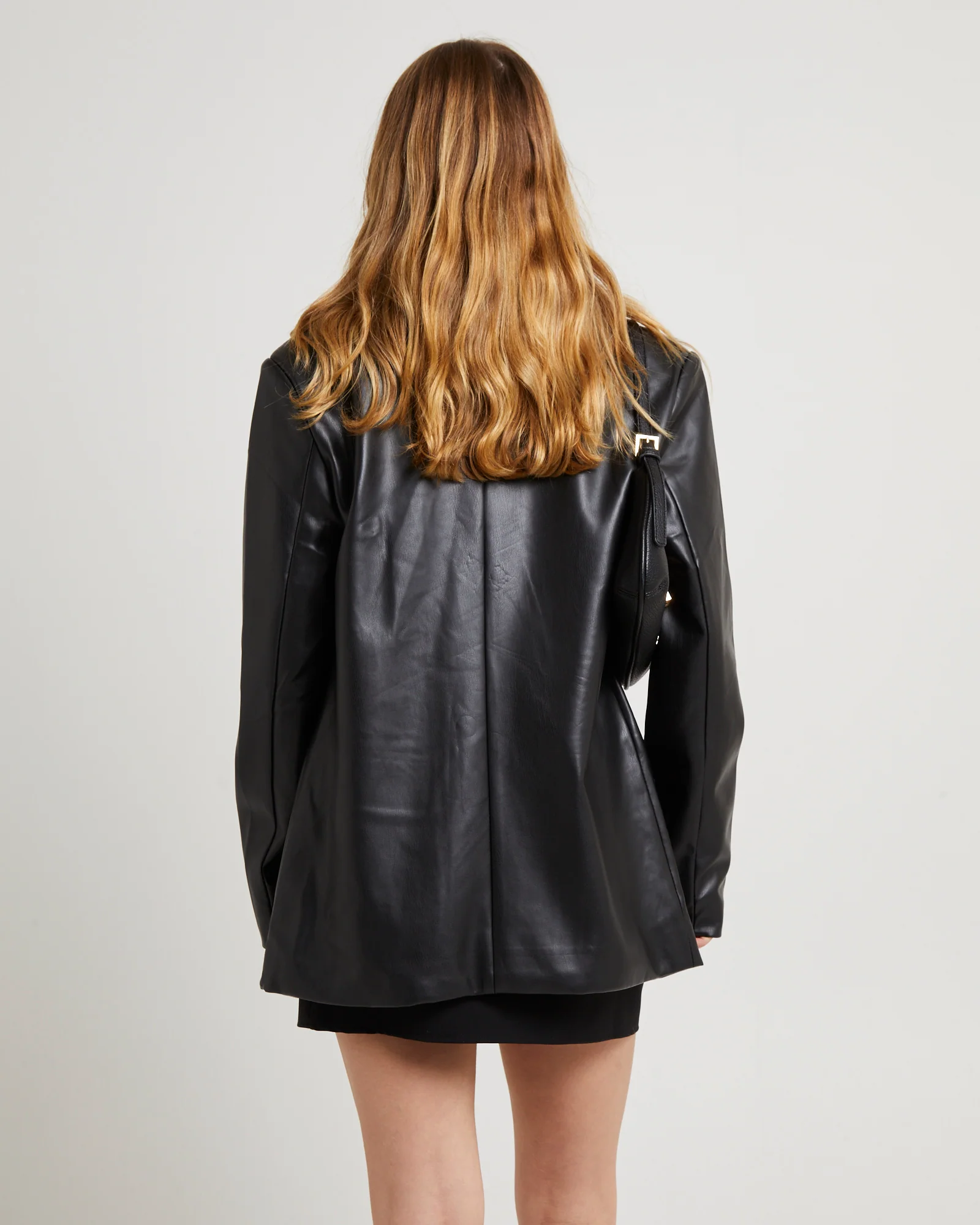 Kylie Boxy PU Blazer Black - Image 2