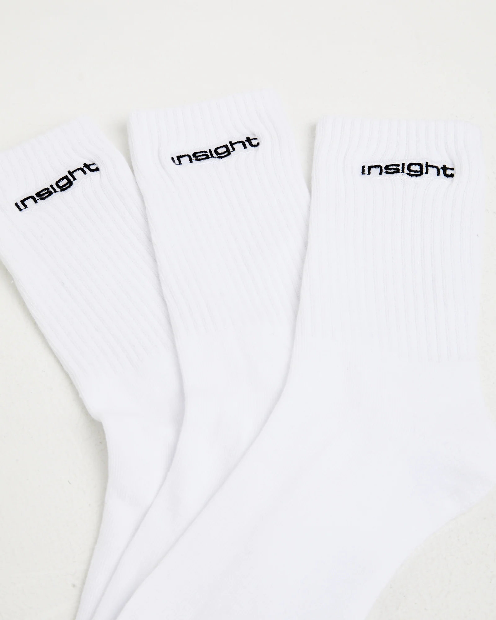 Logo Crew Socks 3 Pack in White - Image 2