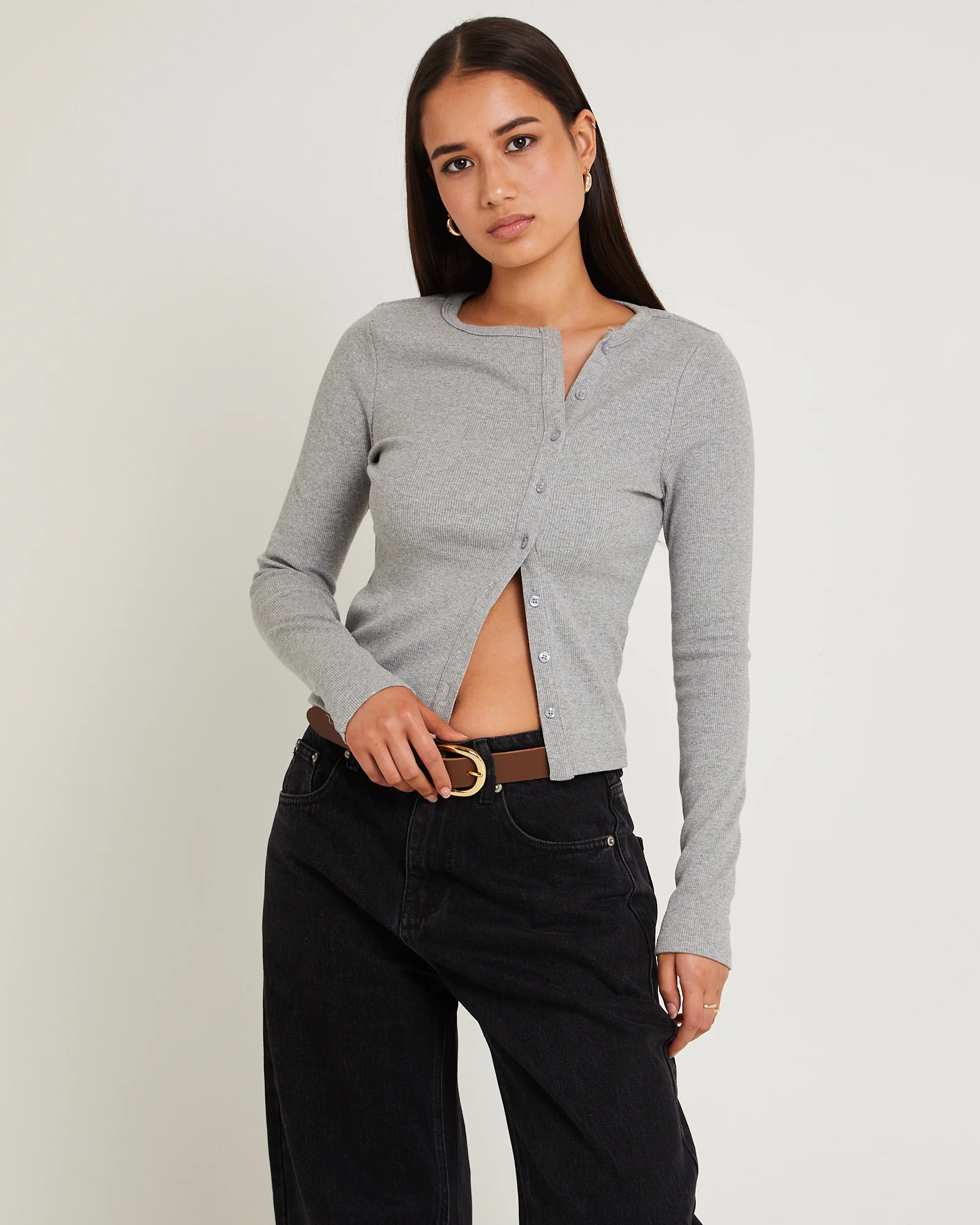 Maddy Button Asymmetric Top