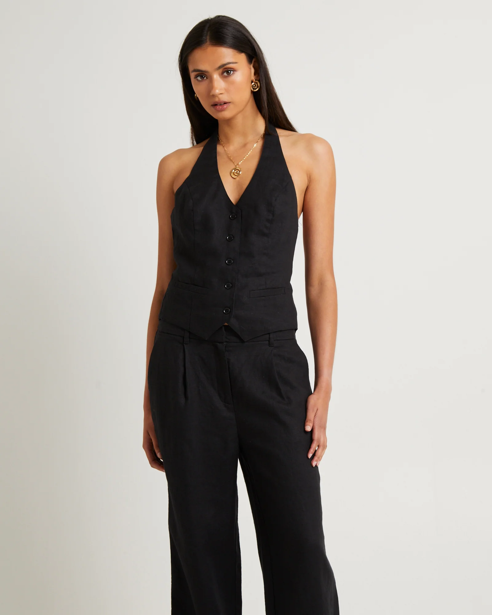 Naomi Linen Halter Vest