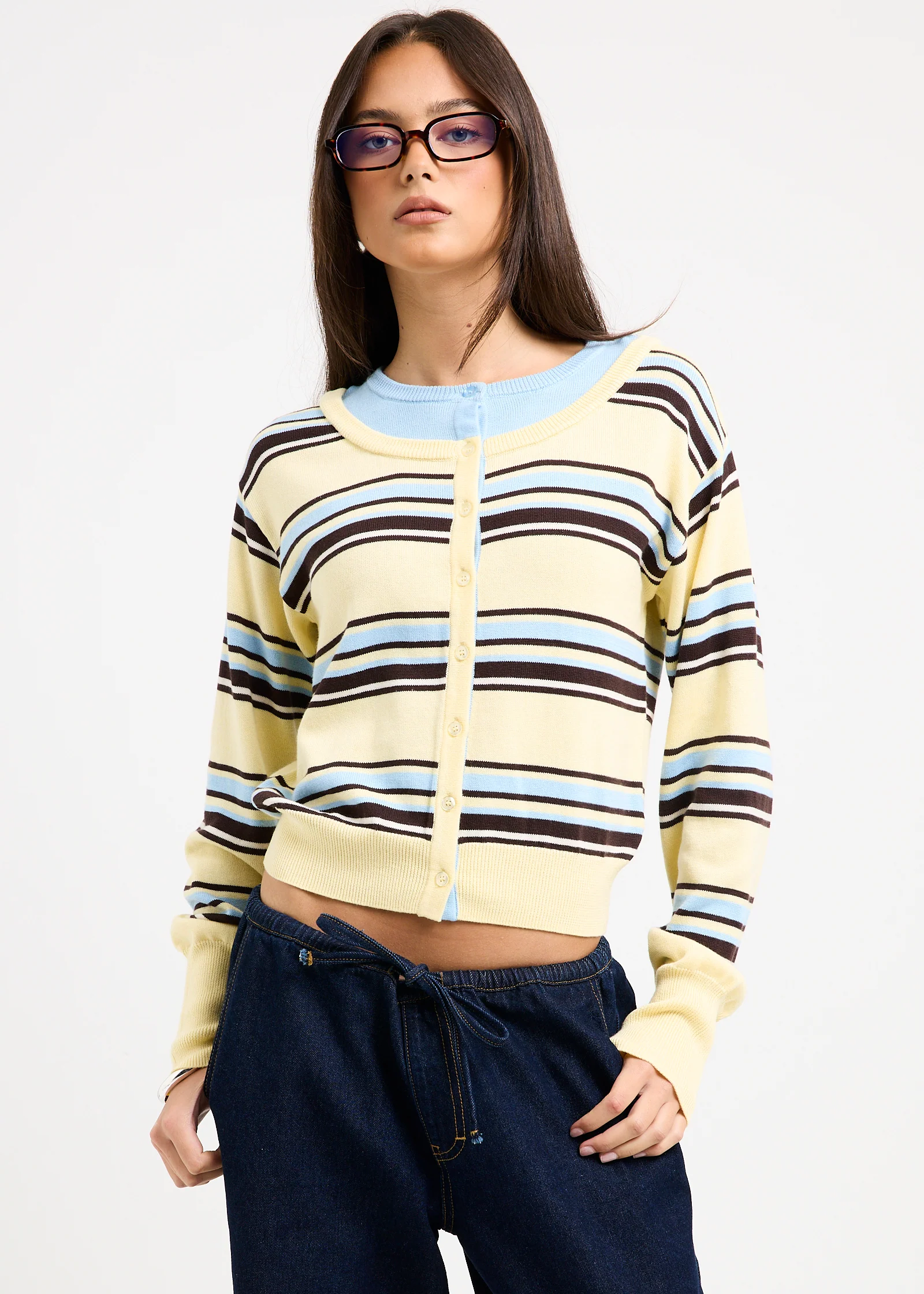 Odessa Double Knit Stripe Cardigan - Image 4