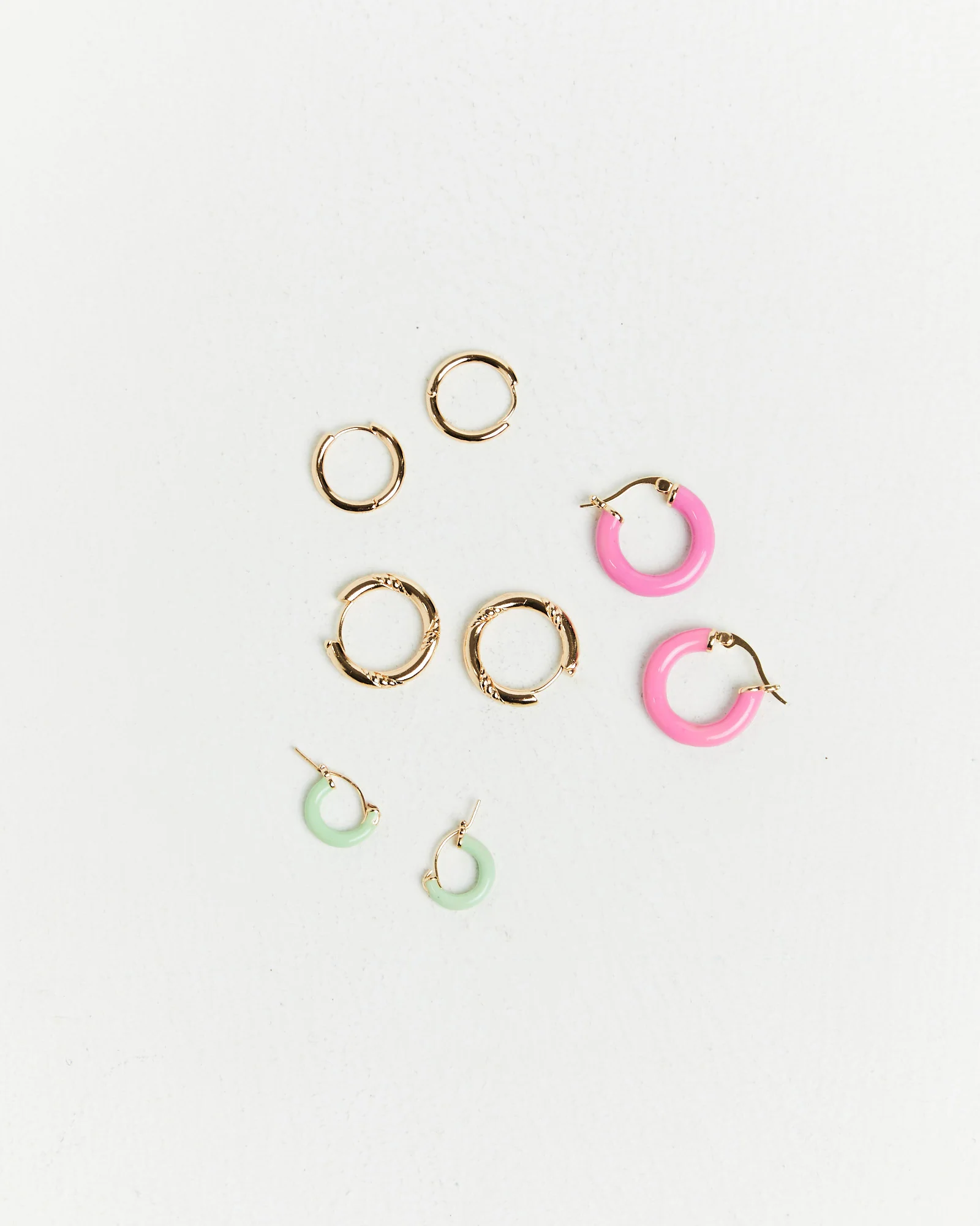 Pastel Enamel Huggie Earring Pack Gold