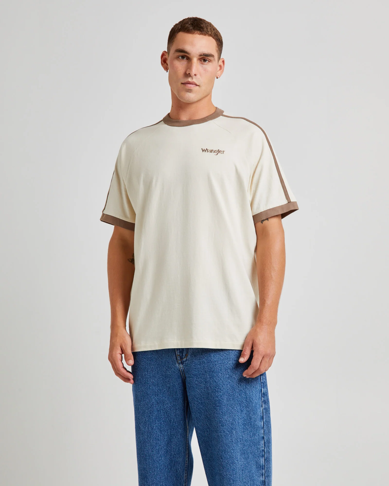 Ringer Short Sleeve T-Shirt Ecru