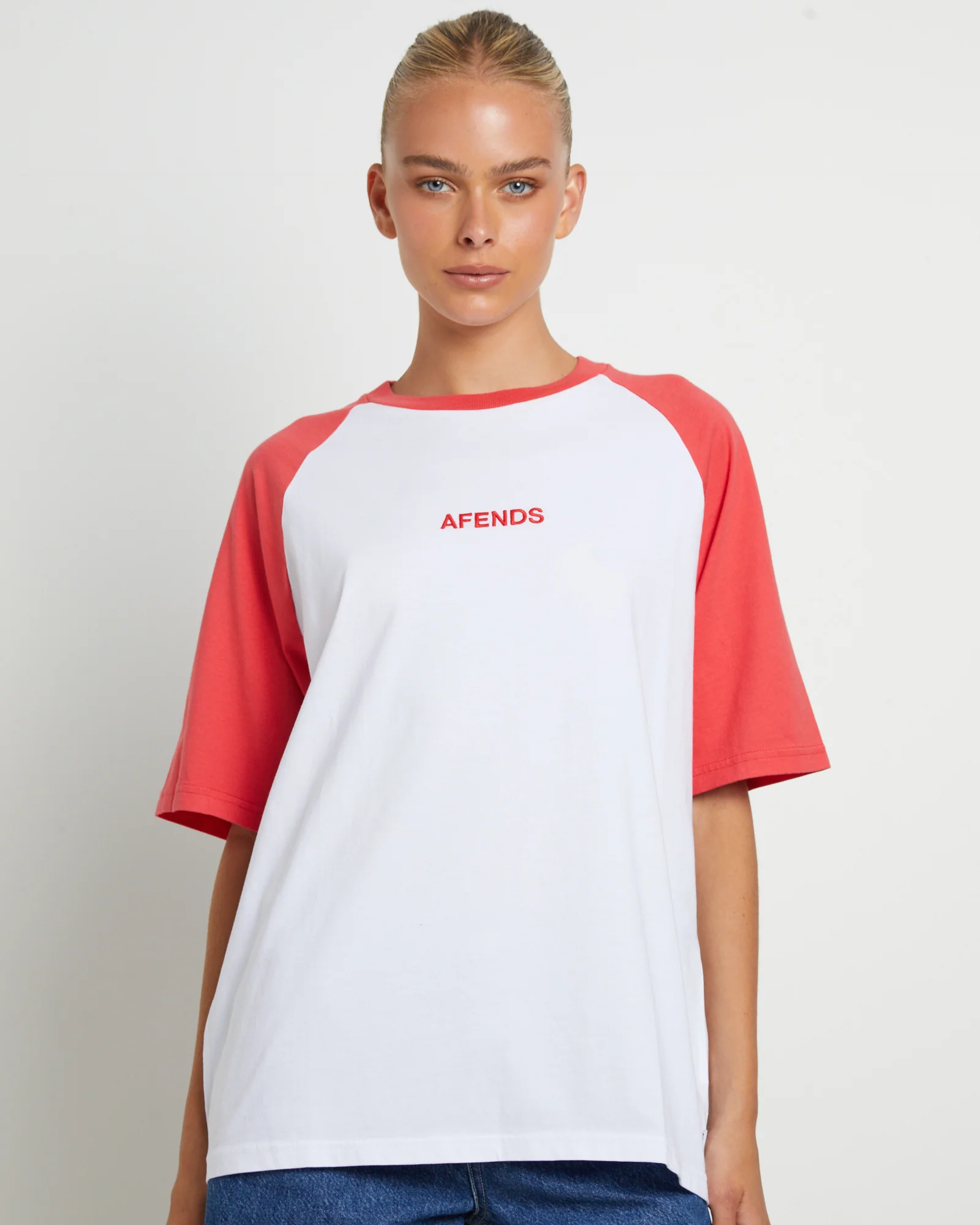 Ryan Recycled Oversized Raglan T-Shirt in Hibiscus