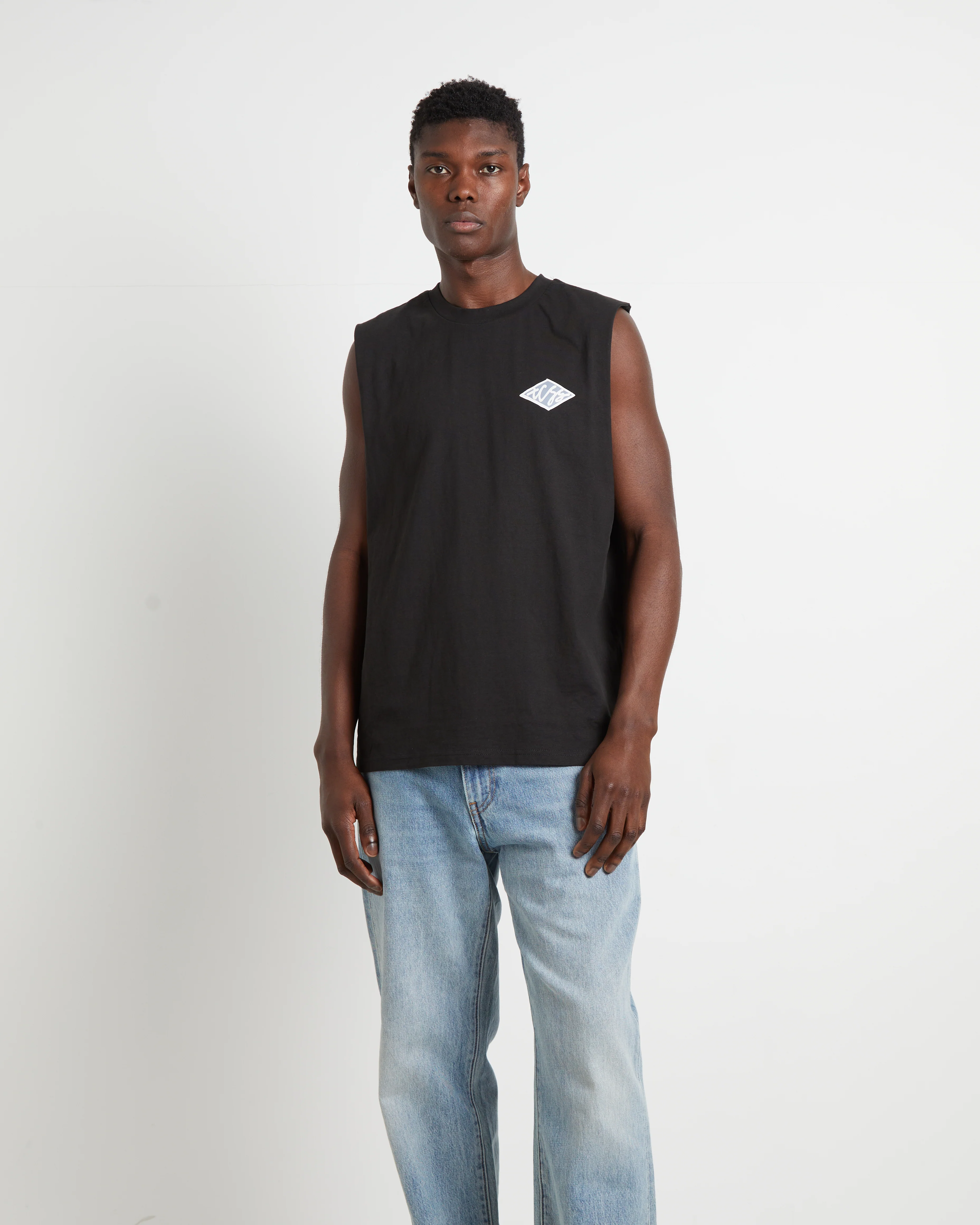 Scribble Muscle Tee in Black