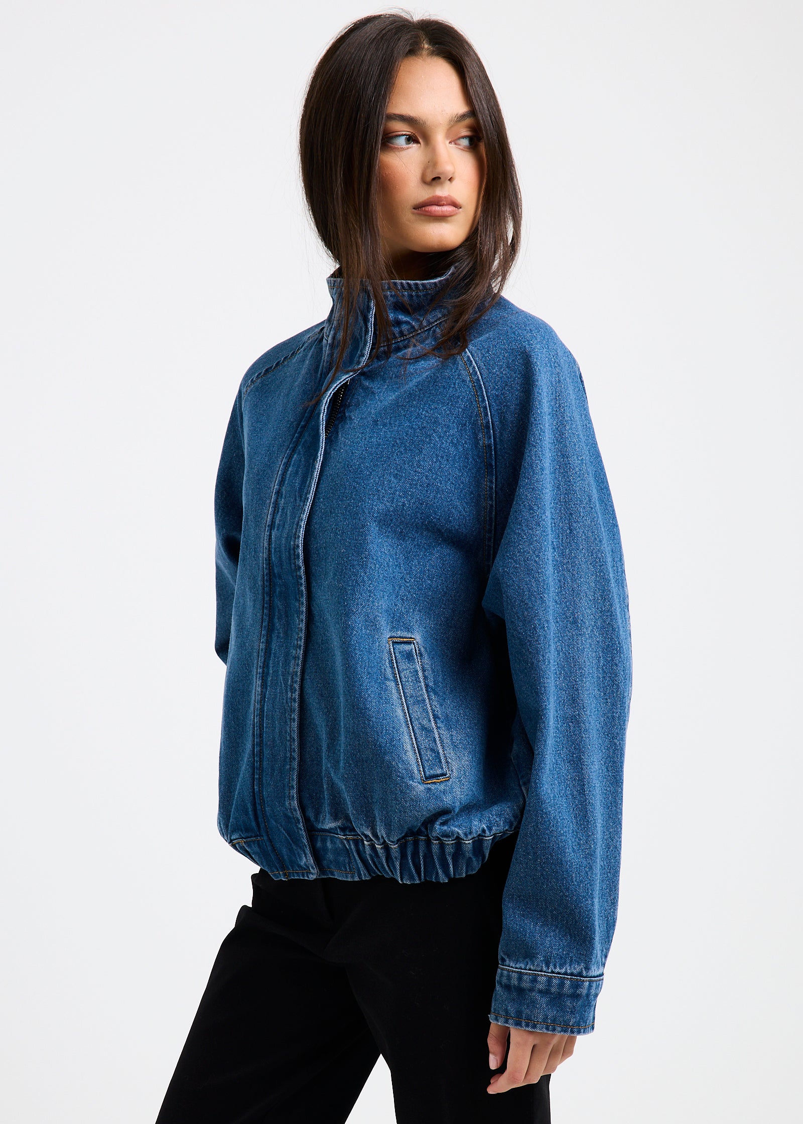 Talia Denim Funnel Jacket - Image 4