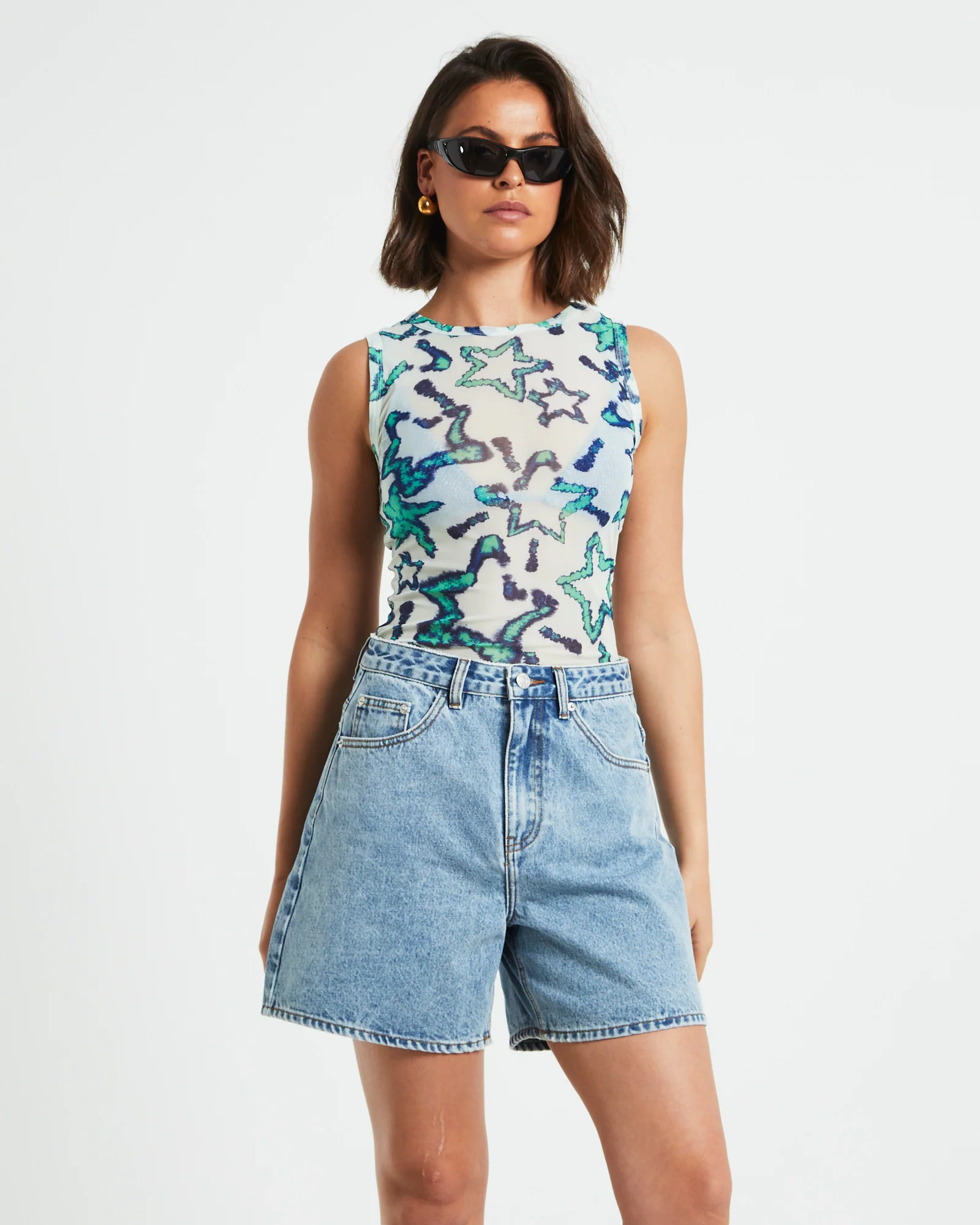 Teagan Print Mesh Tank Top in Assorted
