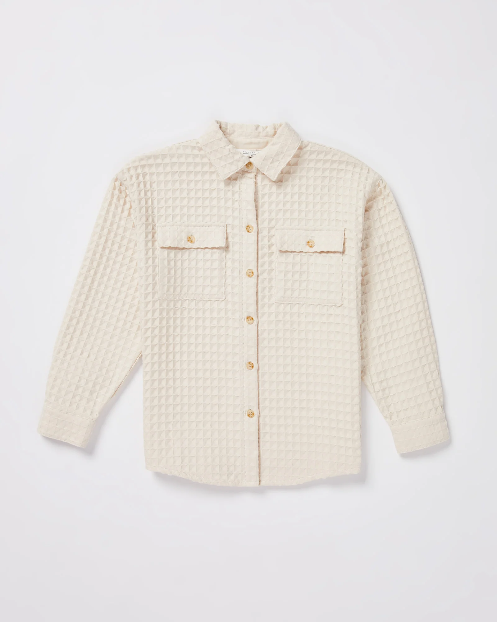 Teen Girls Waffle Long Sleeve Shirt in Coconut
