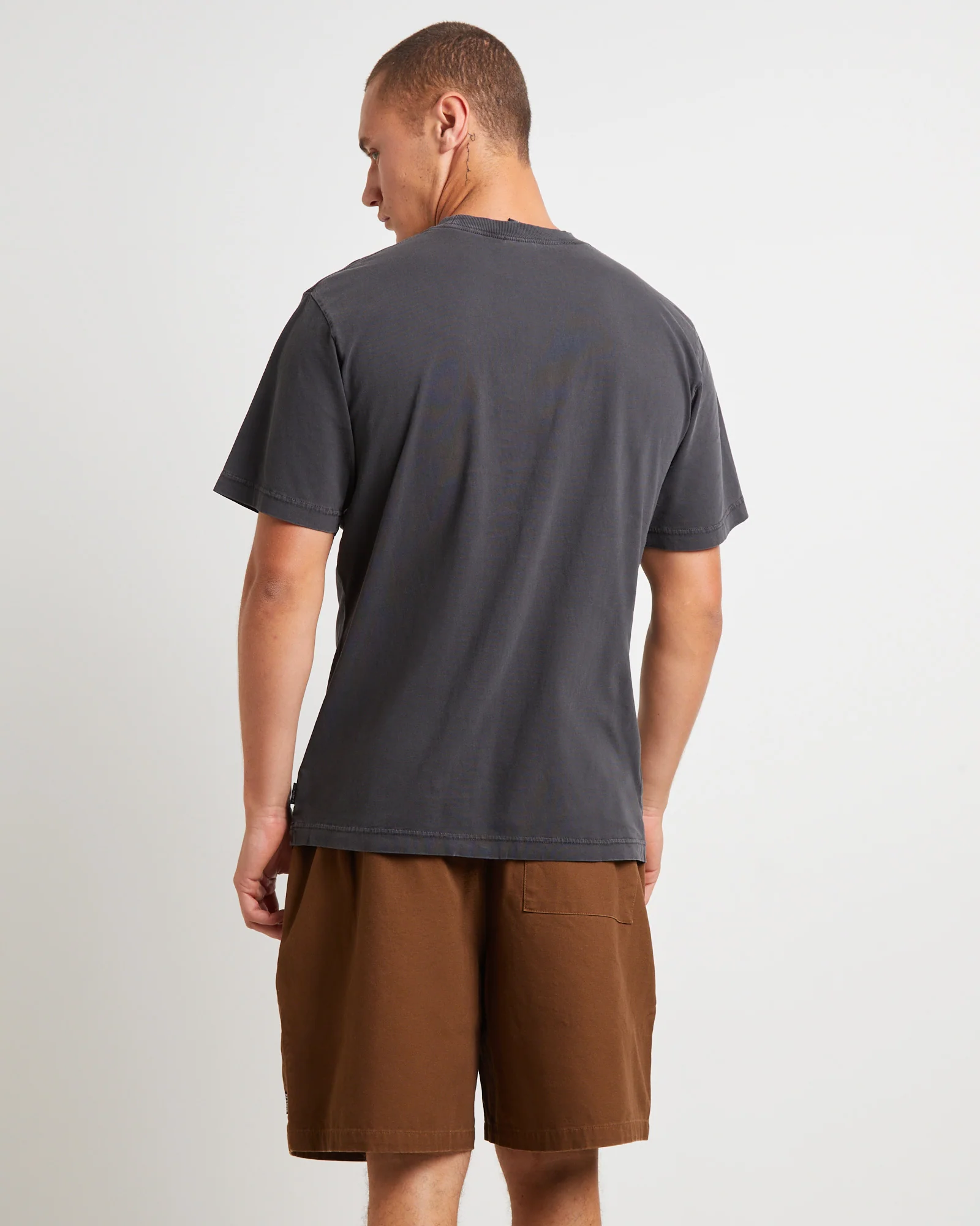 Thrown Out Recycled Retro Fit T-Shirt in Stone Black - Image 2