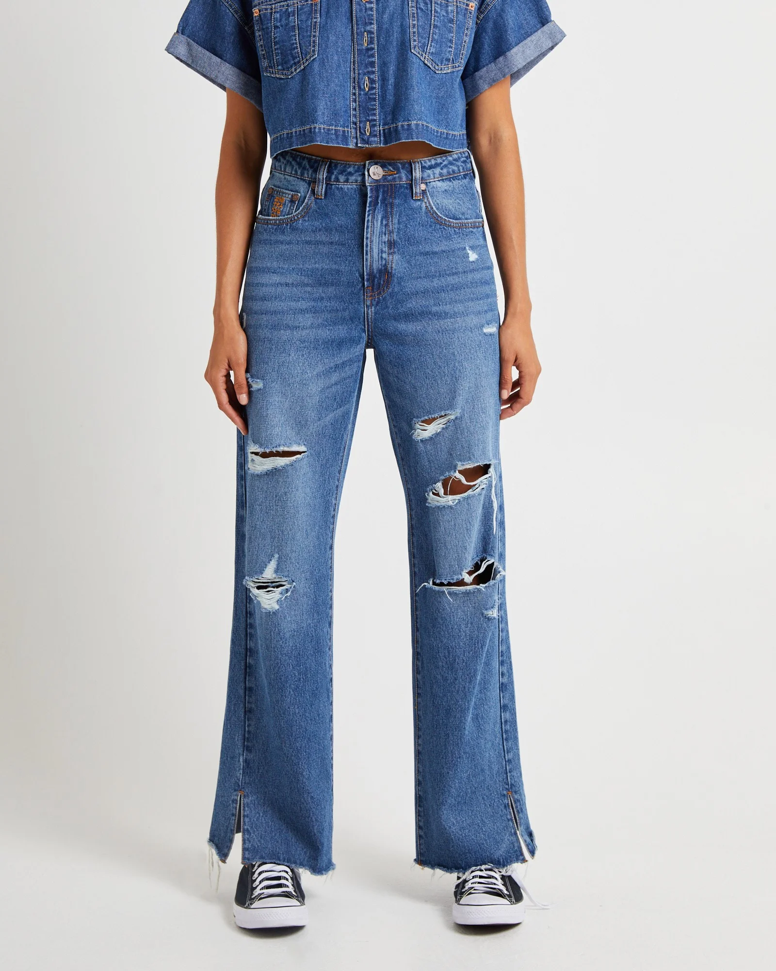 True Straight Leg Mid Waist Denim Billie Jeans