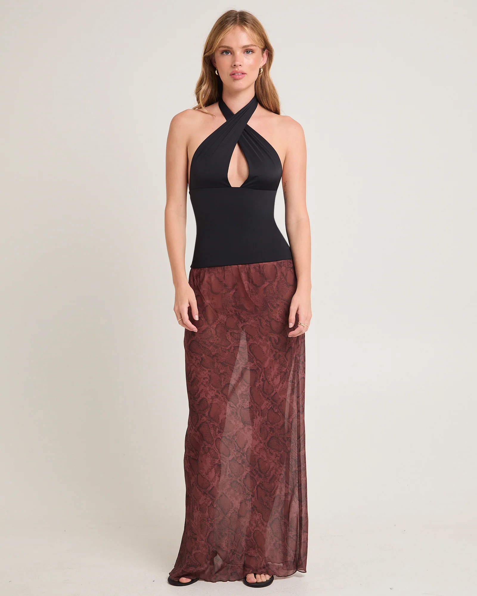 Umah Snake Sheer Maxi Skirt