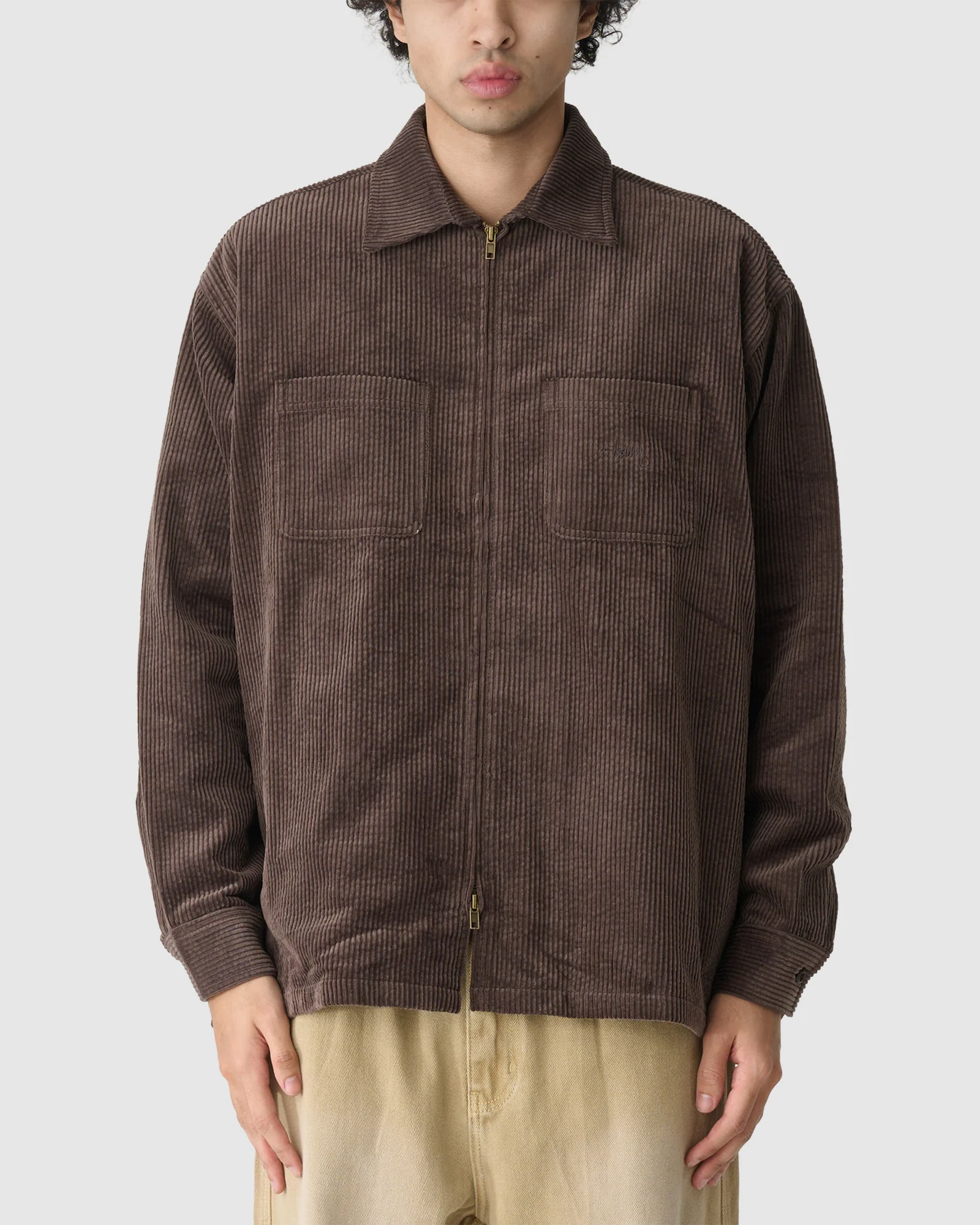 Zip Thru Long Sleeve Cord Shirt